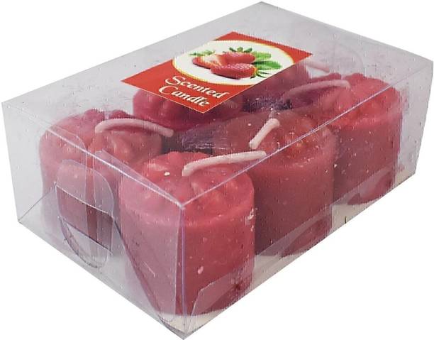 Urvi Creations Strawberry Fragrance Small Pillar Candle Long Lasting Burning Scented Candles Candle