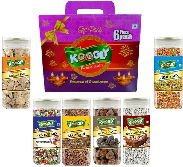 Koogly Diwali Gift Hamper Item Mouth Freshener Combo Box Shimla Mix, Gulkand Patti, Jeera Goli s., Masala Candy, Marwadi Sauf, Punjabi Mix Mouth Freshener