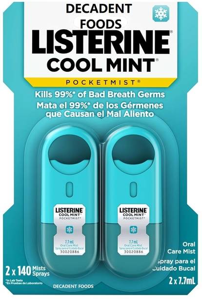 Decadent Foods Listerine PocketMist Cool Mint | Oral Care Spray | Mint Mouth Freshener