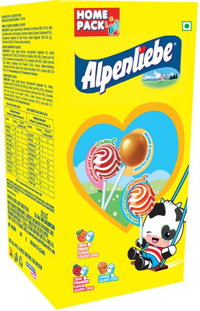 Alpenliebe Lollipop Orange, Strawberry and Caramel Lollipop
