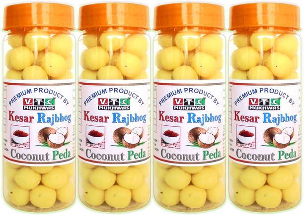 VTC Tasty Real Kesar Milk Coconut Laddu Peda, Coconut Kesar Toffee 250 g Truffles Gift Pack