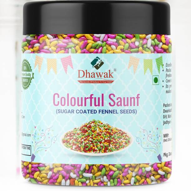 Dhawak Colourful Sugar Coated SAUNF| Colorful Fennel Seed Mouth Freshener| Jar Pack| Fennel Seeds Mouth Freshener