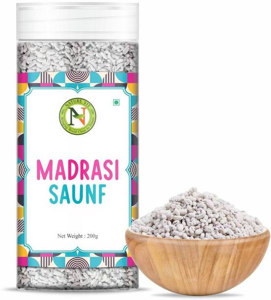 Nature Vit Madarasi Saunf 200g | Sweet Minty Fennel Digestive Mukhwas Peppermint Mouth Freshener