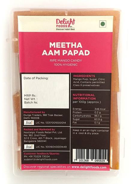 Delight Foods Meetha Aam Papad- Mango Jelly Mango Candy