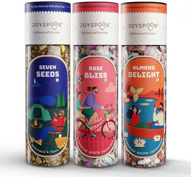 JoySpoon Seven Seeds, Rose & Almond Combo Seven Seeds, Rose Bliss, Almond Delight Mouth Freshener