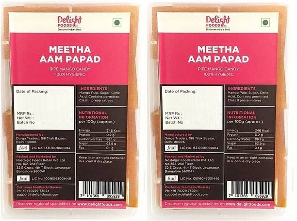 डिलाइट फूड्स मीठा आम पापड़- मैंगो जेली आम जेली कैंडी