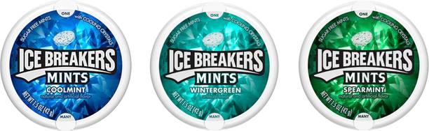 Icebreakers Sugar Free Mints (PACK OF 3 FLAVORS) (IMPORTED FROM USA) Coolmint, Spearmint, Wintergreen Mint