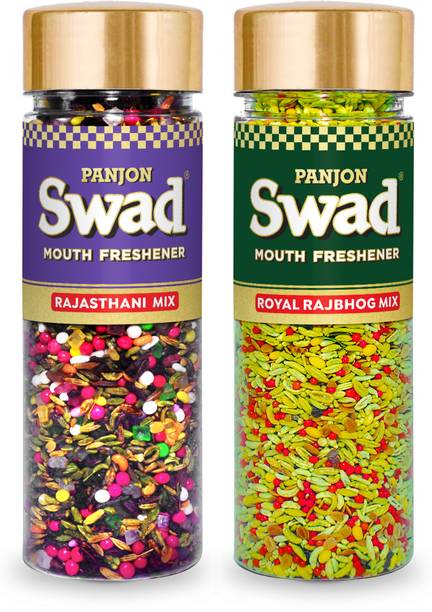 Panjon Swad Rajsthani Mix & Royal Rajbhog (Pack of 2) | Digestive Mouth Freshener |, Rajsthani Mix & Royal Rajbhog (Pack of 2) Mouth Freshener
