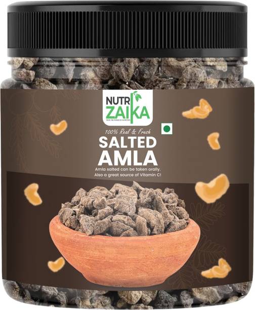 NUTRI ZAIKA Salted Amla | Tangy Dried Gooseberry | Refreshing Digestive Snack Sweet & Tangy Mouth Freshener