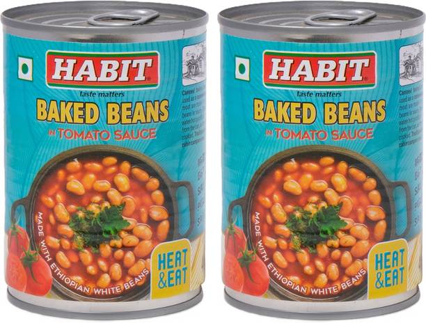 HABIT Baked Beans in Tomato Sauce - 400g x Pack of 2 | Ready-to-Eat | For Meals Vegetables