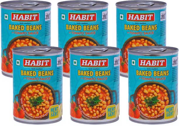 HABIT Baked Beans in Tomato Sauce - 400g x Pack of 6 | Ready-to-Eat | For Meals Vegetables