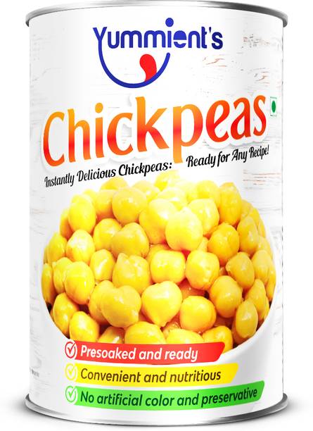 Yummients Canned Chickpeas | Ready to Cook | Boiled Kabuli Chana | 450g Tin Beans