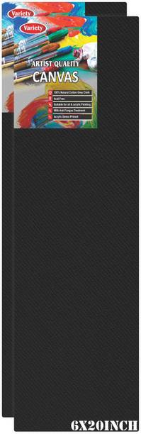 VARIETY 6 X 20 BLK CANVAS BOARD Cotton Medium Grain Primed Canvas Board (Set of 2)