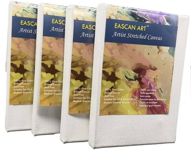 Eascan Art 8" X 10" Cotton Medium Grain Pre Stretched Canvas (Set of 4)