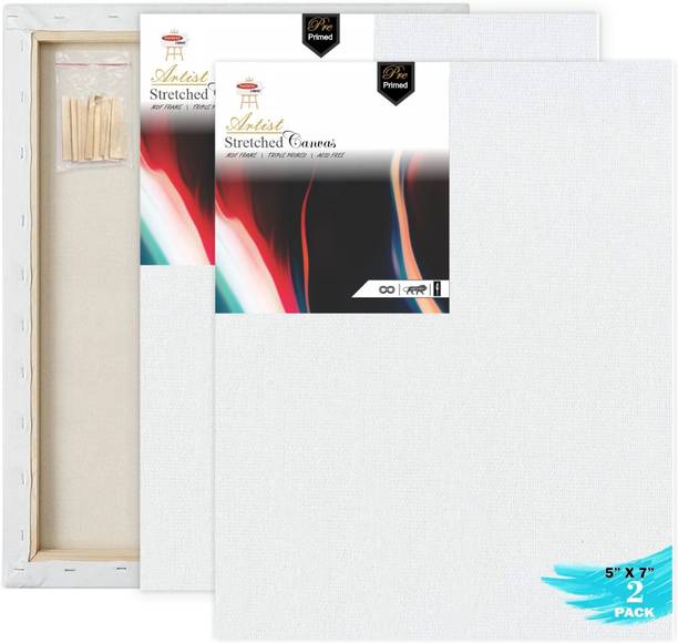 VARIETY 5"X 7" PRE STRETCHED CANVAS ARTIST QUALITY TRIPLE LAYER Cotton Medium Grain Stretched Canvas Board, Board Canvas, Pre Stretched Canvas, Canvas Pad (Set of 2)