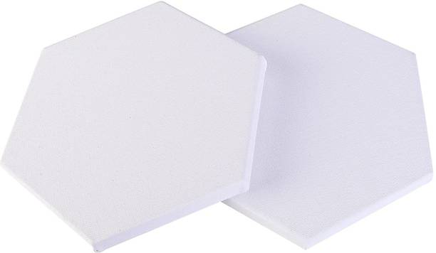 FRKB 8 Inch Hexagon Primed Cotton Pre Stretched Canvas with Wooden Frame White 2pc Cotton Medium Grain Pre Stretched Canvas (Set of 2)