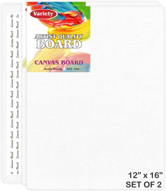 VARIETY 12 X 16 WHITE CANVAS BOARD Cotton Medium Grain Board Canvas (Set of 2)