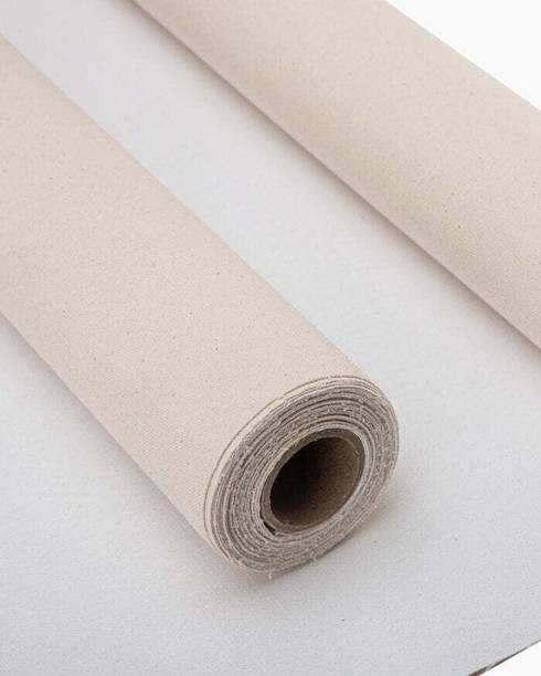 TARA SHREE TRADINGS 12x5 {CANVAS ROLL} Cotton Medium Grain Canvas Roll (Set of 1)