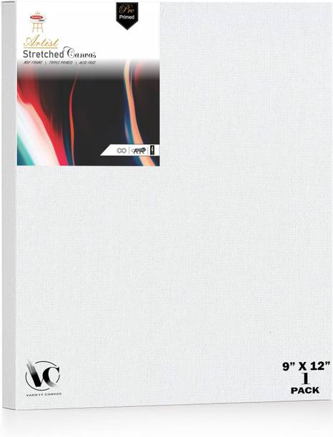 Variety Canvas Pre Stretched frame canvas 10oz Triple primed 9X12 PACK OF 1 Cotton Acid Free Pre Stretched Canvas (Set of 1)
