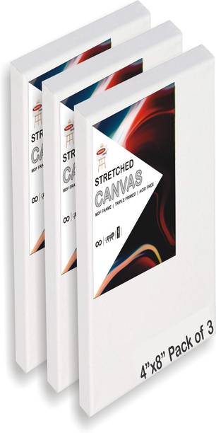 VARIETY 4" X 8" PRE STRETCHED CANVAS Cotton Medium Grain Stretched Canvas Board, Pre Stretched Canvas (Set of 3)