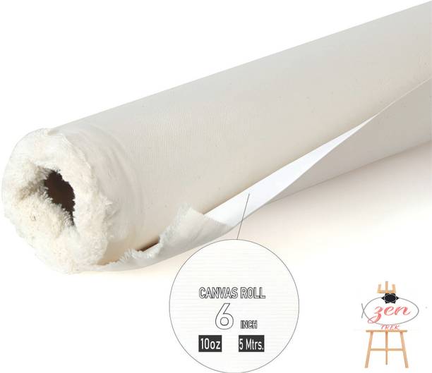 TARA SHREE TRADINGS 6x5 CANVAS ROLL Cotton Medium Grain Canvas Roll (Set of 1)