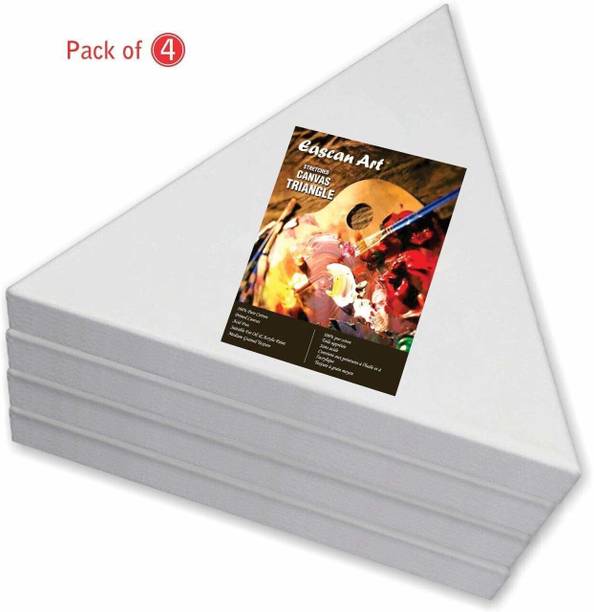Eascan Art Pre Stretched Triangle Shape Canvas Frame 12" Size Cotton Medium Grain Pre Stretched Canvas (Set of 4)