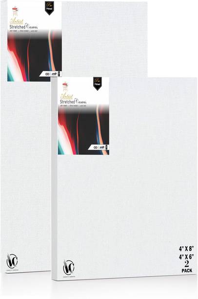 Variety Canvas Pre Stretched frame canvas 10oz Triple primed 4X6 , 4X8 PACK OF 2 Cotton Medium Grain Pre Stretched Canvas (Set of 2)