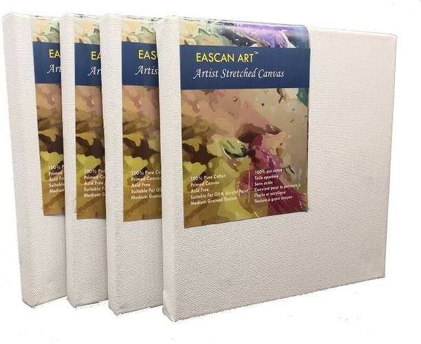 Eascan Art 10" X 10" Cotton Medium Grain Pre Stretched Canvas (Set of 4)