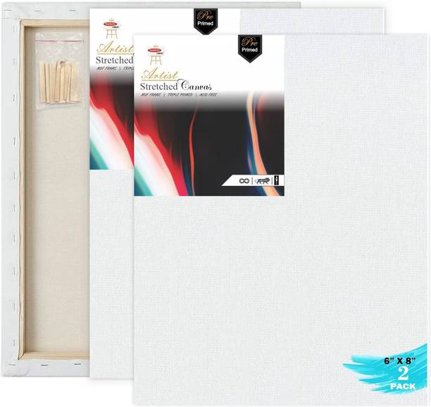 VARIETY 6"X 8" PRE STRETCHED CANVAS ARTIST GRADE TRIPLE LAYER Cotton Medium Grain Stretched Canvas Board, Board Canvas, Pre Stretched Canvas (Set of 2)