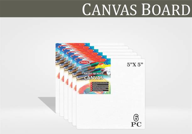 VARIETY 5 X 5 CANVAS BOARD Cloth Medium Grain Board Canvas (Set of 6)