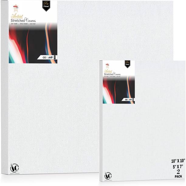 Variety Canvas Pre Stretched frame canvas 10oz Triple primed 5X7 10X10 PACK OF 2 Cotton Acid Free Pre Stretched Canvas (Set of 2)