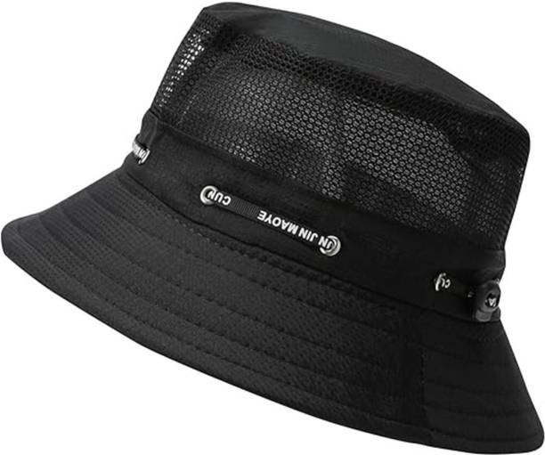 Zonkar Black Cotton Bucket and Beach hat for Women, Sun Protection Round hat for Men