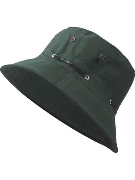 Zonkar Unisex Dark Green Cotton Summer Round Cap Small Brim Cotton Cap Bucket hat Solid Sports/Regular Cap