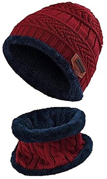 THESHIVAN Self Design Beanie Cap