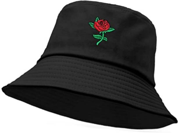 Highever Rose Embroidered Unisex foldable cotton Bucket Hat
