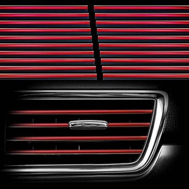 Holy Delight Car Ac Strip Red Color Matted Chrome Finish Car Air Vent Trim