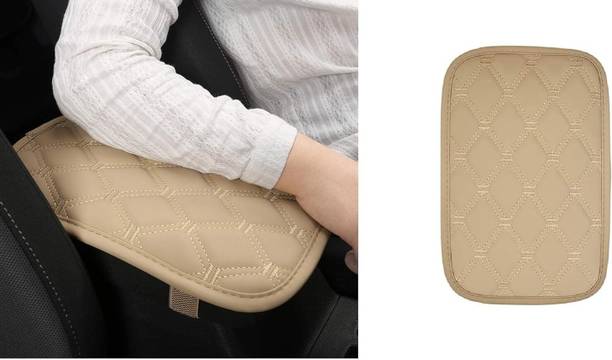 Edylin Car Center Pad , Universal Fit For Car Waterproof Armrest Seat Pad 7D (Beige) Car Armrest Cover