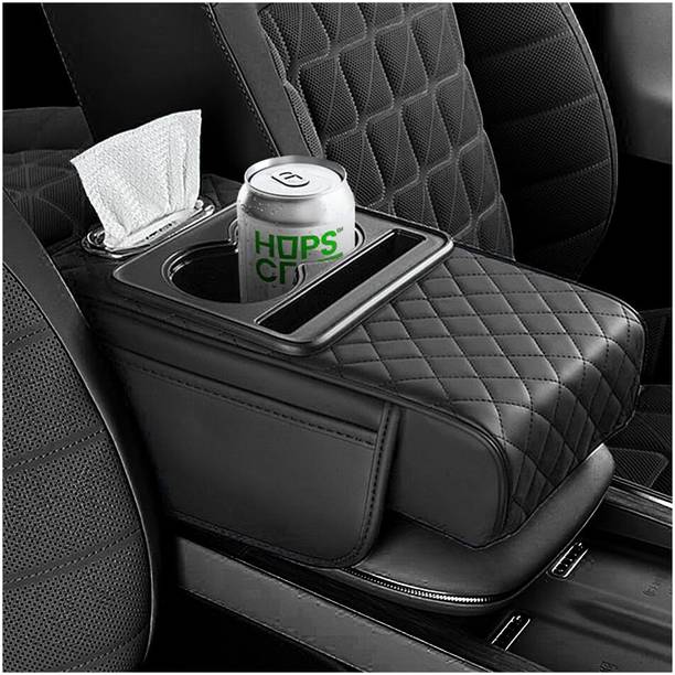 BBBIKINI Center Console with Cup and Tissue Holder, Phone Slot & 2 Storage Bag Armrest I Car Armrest Pad Cushion