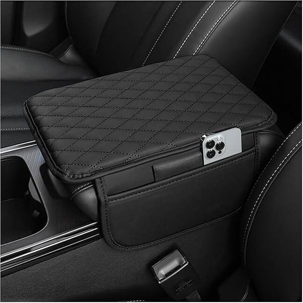 AKOOPAR GLOBAL Car Center Console Armrest Cover Pad – Fashion PU Leather, Universal Fit Car Armrest Pad Cushion