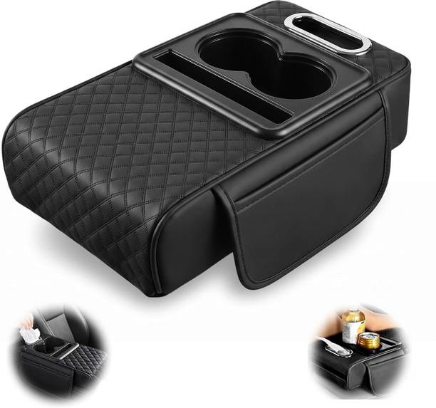 Hiopa 5 in 1 Car Armrest Cushion Console Cover with Phone Holder Memory Foam Pad Car Armrest Cover