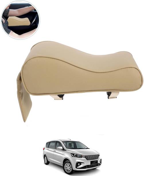 MSNP Leatherette Armrest Cover With Phone Holder Memory Foam Beige For Car 95 Car Armrest Cover
