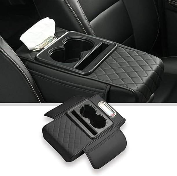 MCBAZEL Car Armrest Pad with Cup Holder & Console Organizer Cushion, 5 in 1 Car Armrest Cover