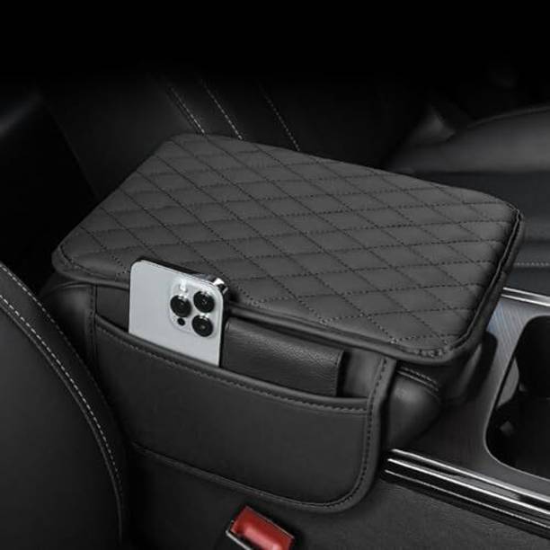 PRIMTREADS Car Center Console Armrest Cover Pad Fashion PU Leather Car Armrest Cushi Car Armrest Cover