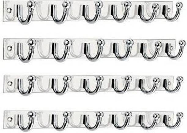 HARI TRADERS PACK OF 4 EXCLUSIVE SUPER 6 HOOK CLOTH HANGER WALL BATHROOM DOOR HOOKS HANGER Car Coat Hanger