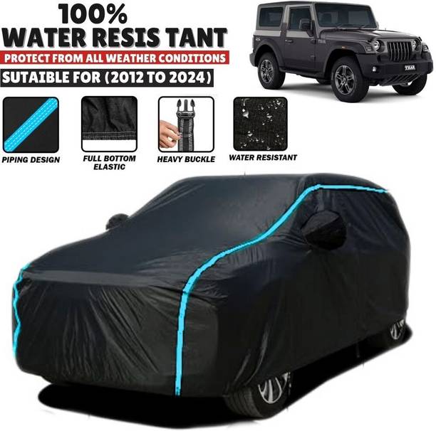 Mwiss Car Cover For Mahindra Thar, Thar DI 4X4, Thar DI 4X2, Thar Facelift, Thar CRDe, Thar DI 4X2 PS (With Mirror Pockets)