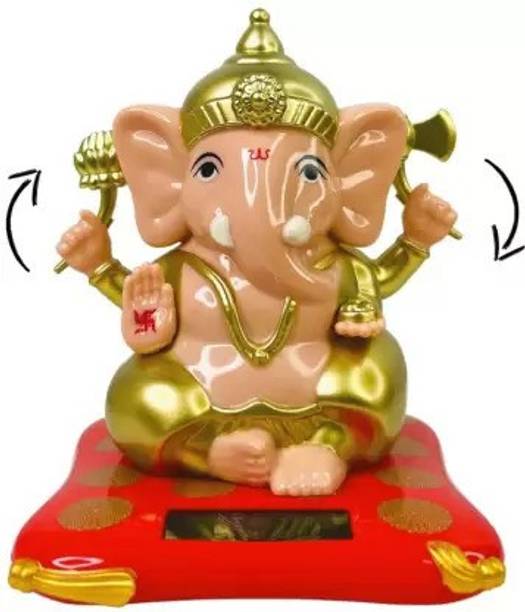 Revive Moving Hands Solar Ganesha Statue for Positive Vibes, Home and Office Décor Decorative Showpiece  -  13 cm