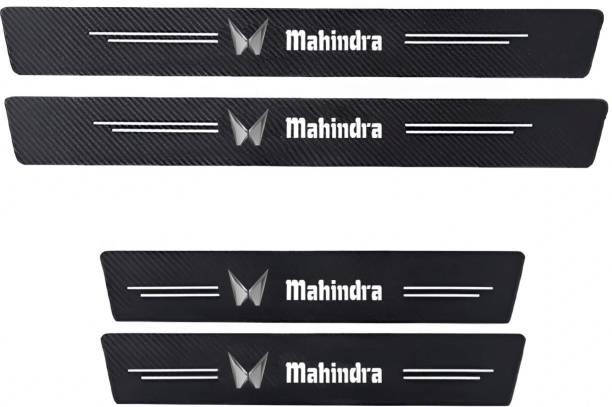 Avedia 4Pcs Car Door Sill Protector Reflective 4D Carbon Fiber Leather Sticker-MAHINDRA Door Sill Plate