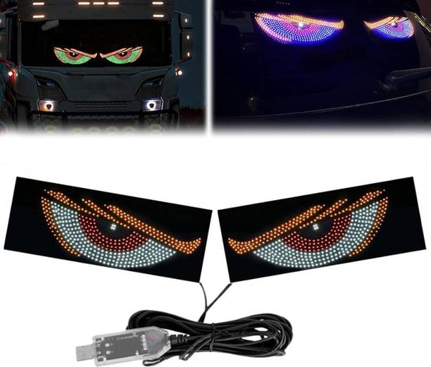 AutoBizarre 2 Pc Devil Eye LED Panel With USB for Car Windshield Rear Window LED Lights Car Fancy Lights