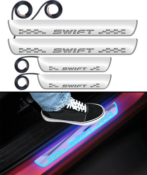 CARZEX Heavy Material & Waterproof with Mirror Finish Primium Quality Car Door Foot Step LED Sill Plate for Maruti Suzuki Swift. Door Sill Plate