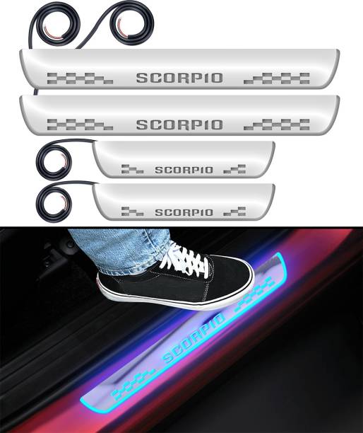 CARZEX Premium Quality Car Door Foot Step Blue LED Sill Plate for Mahindra Scorpio. Door Sill Plate
